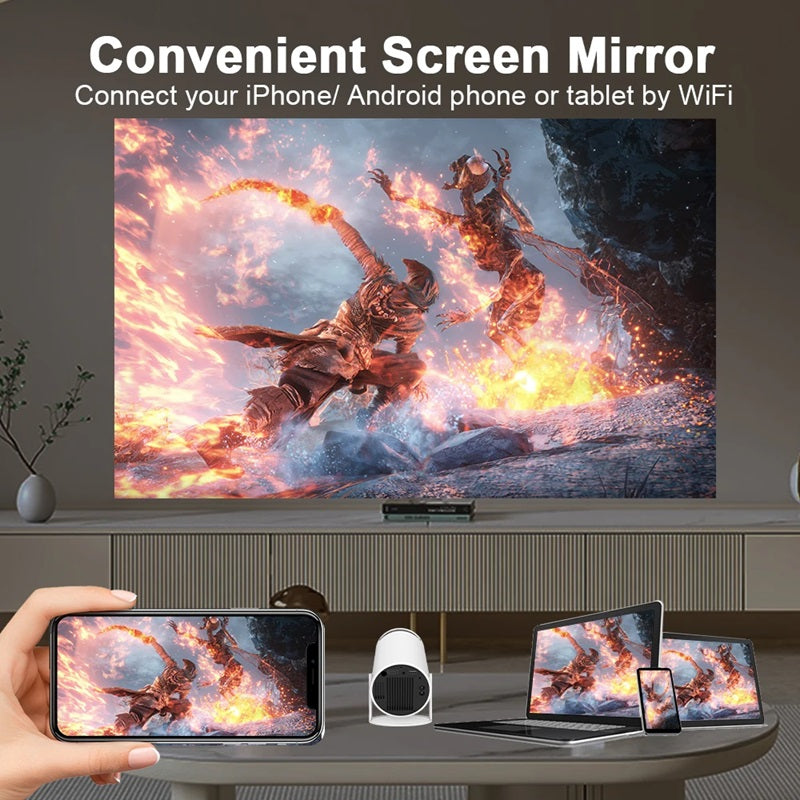 Olvoria | Smart 4K Mini Projector with Dual WiFi and Bluetooth Connection