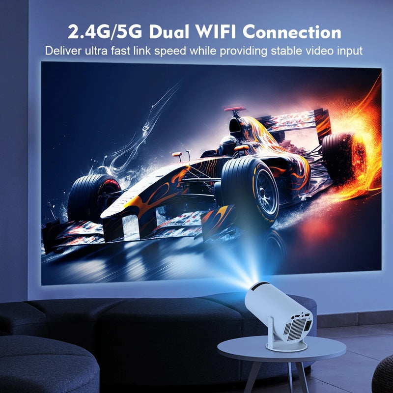 Olvoria | Smart 4K Mini Projector with Dual WiFi and Bluetooth Connection