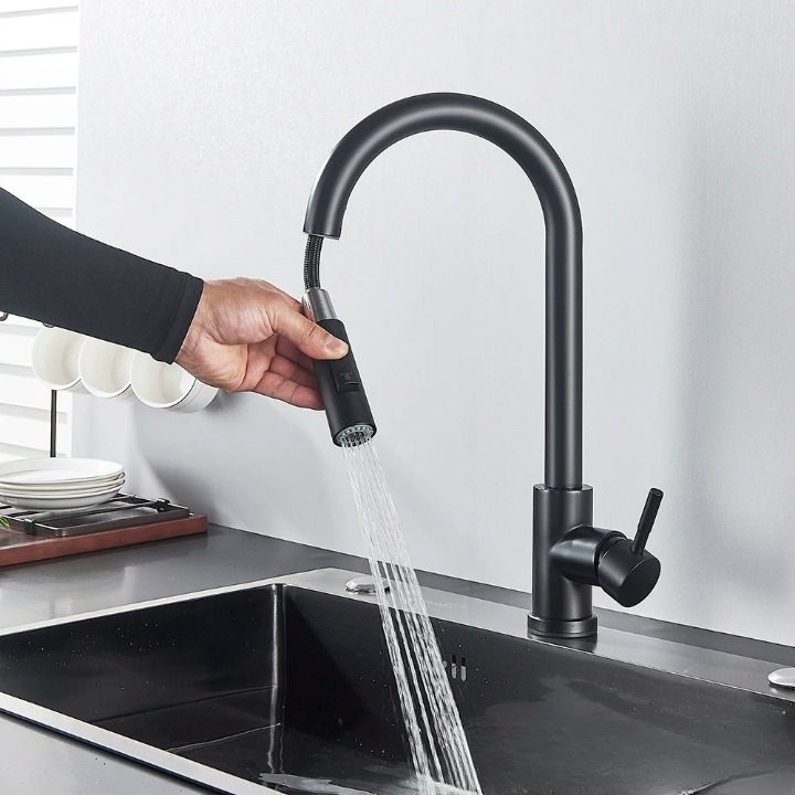 Olvoria | SmartTouch | Kitchen Faucet with Touch Sensor and Pull-Down Spray Head – Brushed Nickel