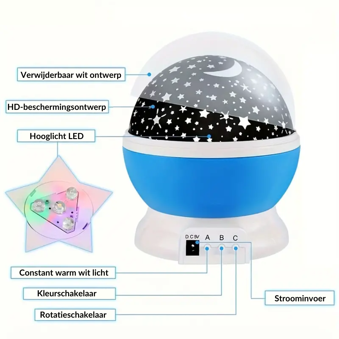 Olvoria | Star Projector Night Light | Soothing Sky Projection with Music