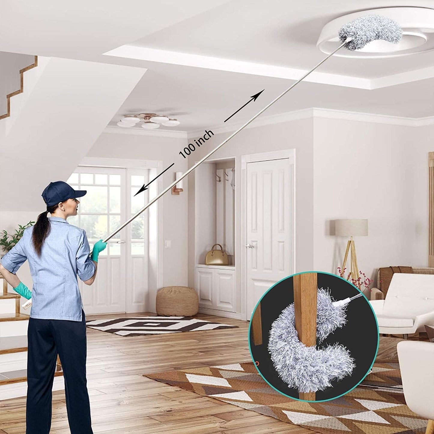 Olvoria | Telescopic Duster with Extendable Handle for High Reach Cleaning