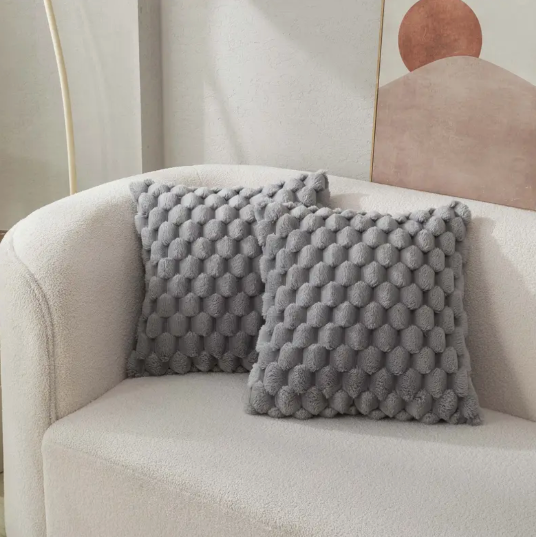Olvoria | Textured Throw Pillow with Fuzzy Pattern
