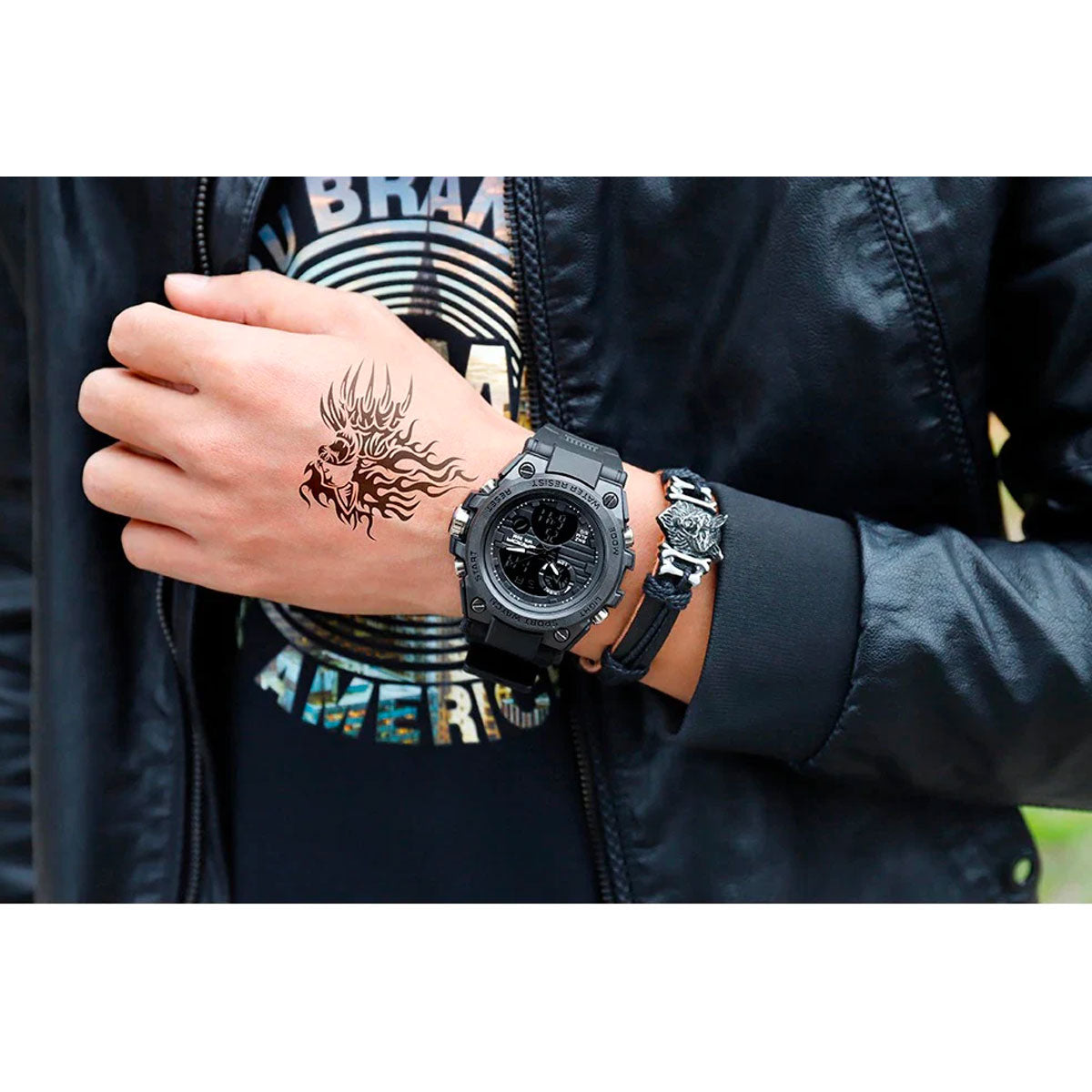 Olvoria | TitanGuard Military Men's Watch – Robust Multifunctional Analog & Digital Watch