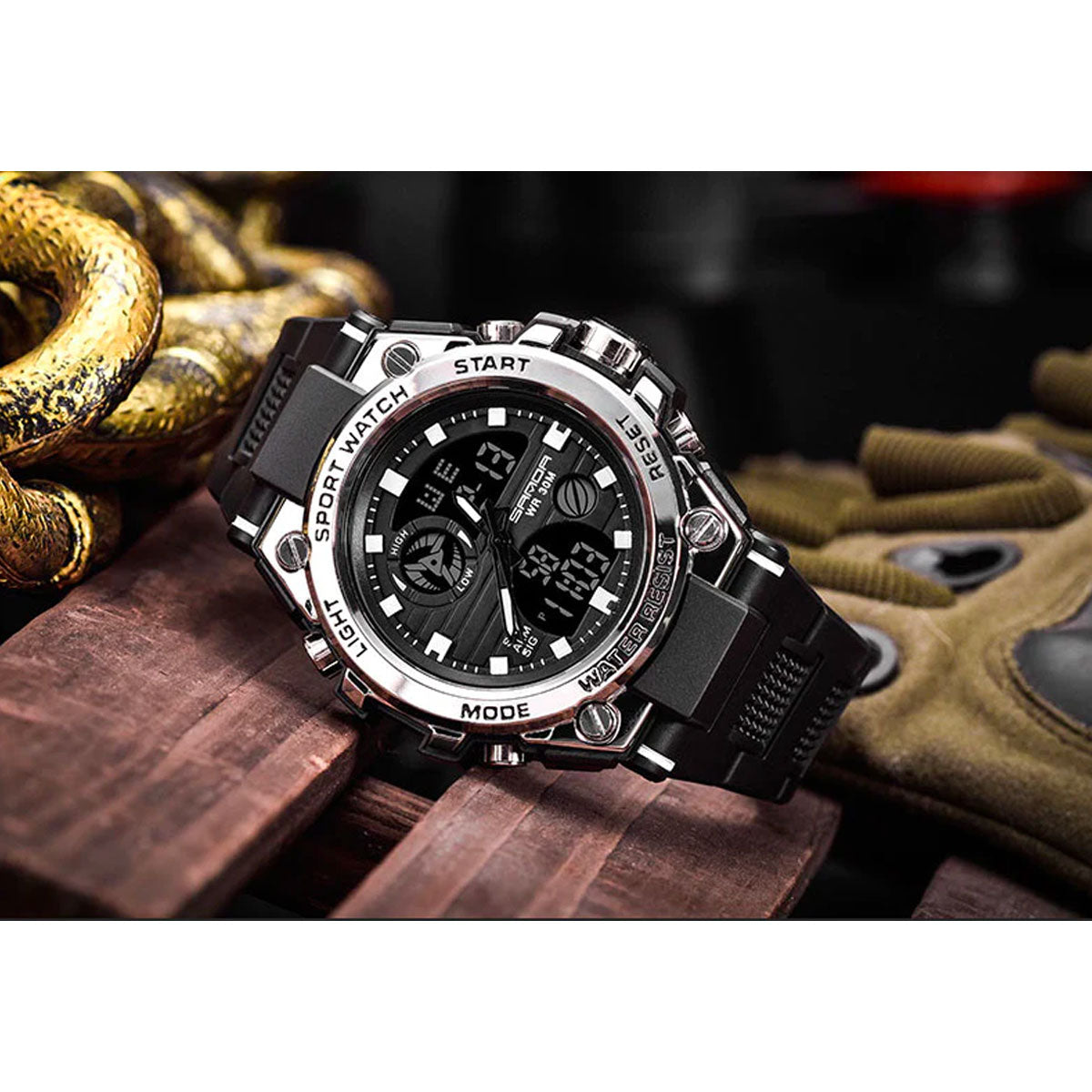 Olvoria | TitanGuard Military Men's Watch – Robust Multifunctional Analog & Digital Watch