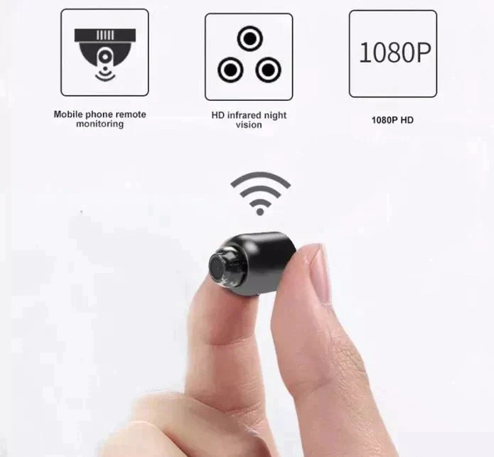 Olvoria | Ultra-Small WiFi IP Camera | 1080p Full HD | 120° Wide Angle Lens | Infrared Night Vision & Motion Sensor | 2-Way Audio | Global Remote Access