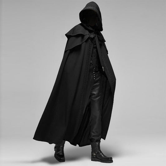 Olvoria | Unisex Hooded Cloak | Gothic Velvet Cape | Black
