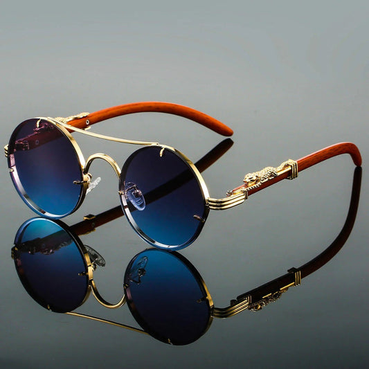 Olvoria | Unisex Round Sunglasses with Double Bridge and Vintage Detail