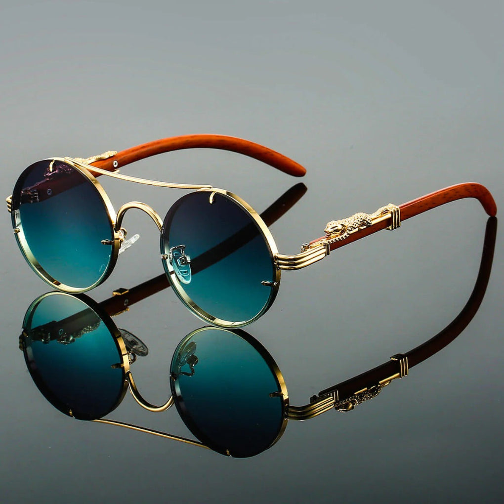 Olvoria | Unisex Round Sunglasses with Double Bridge and Vintage Detail