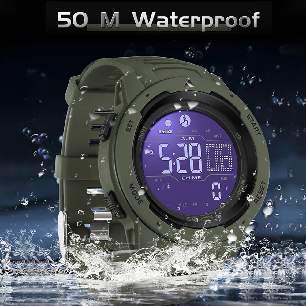 Olvoria | Waterproof Military Pedometer Digital Watch