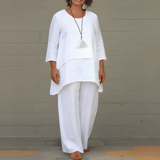 Olvoria | Women's 2-Piece Layered Linen Set