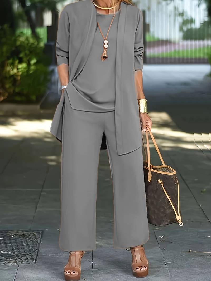 Olvoria | Women's 3-piece wide-leg pant suit set