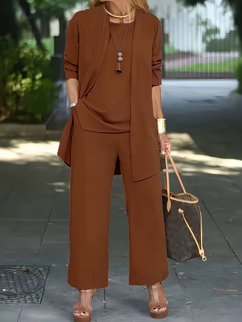 Olvoria | Women's 3-piece wide-leg pant suit set