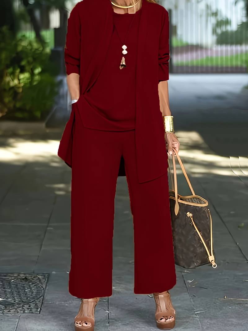Olvoria | Women's 3-piece wide-leg pant suit set