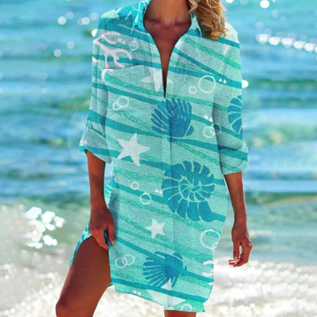 Olvoria | Women's Beach Shirt - Tie-Dye Print Tunic