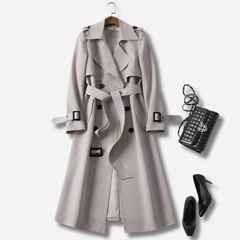 Olvoria | Women's Belted Trench Coat with Epaulettes