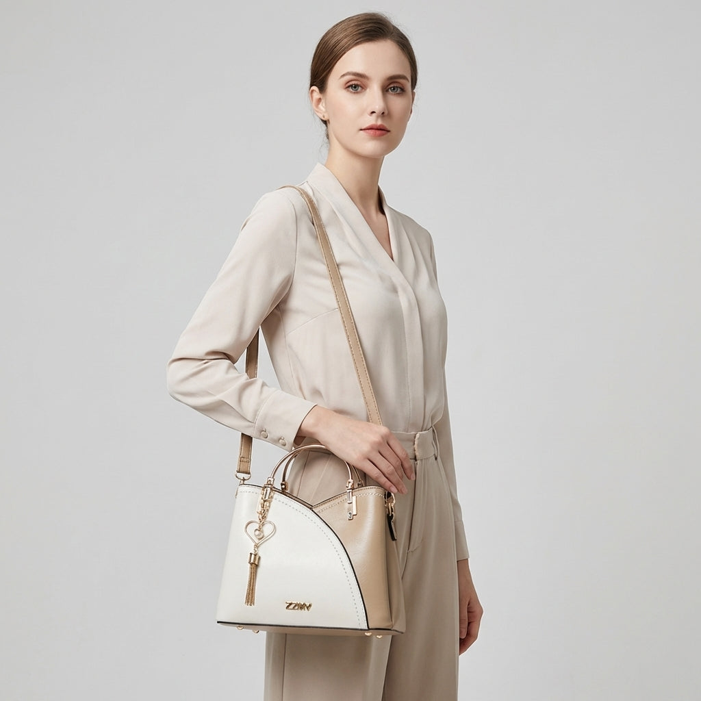Olvoria | Women's Bucket Handbag - Colorblock Satchel
