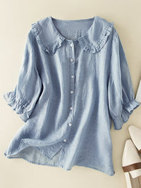 Olvoria | Chemise boutonnée pour femme avec col et manches à volants