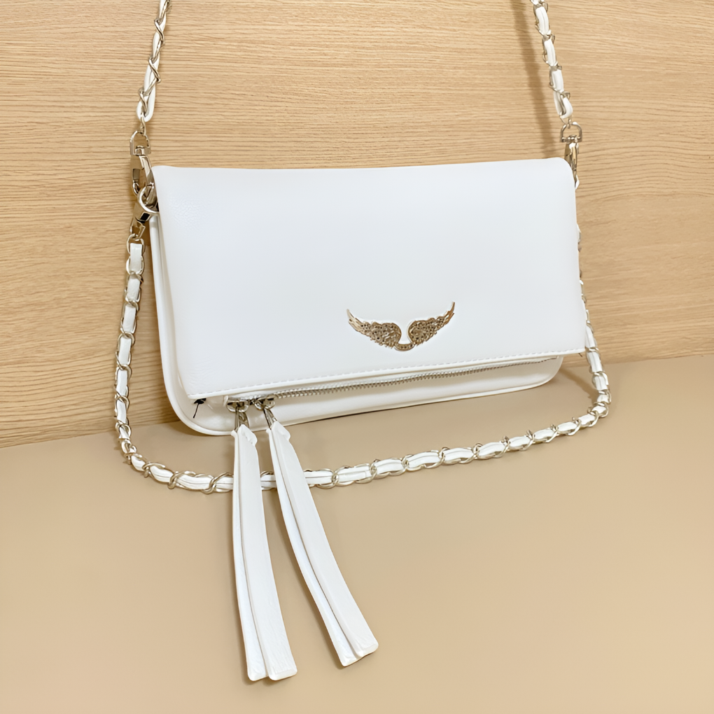 Olvoria | Women's Chain Shoulder Bag with Wing Emblem