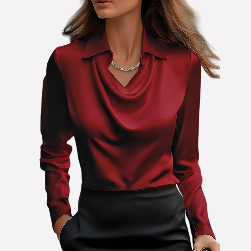 Olvoria | Women's Cowl Neck Long Sleeve Blouse