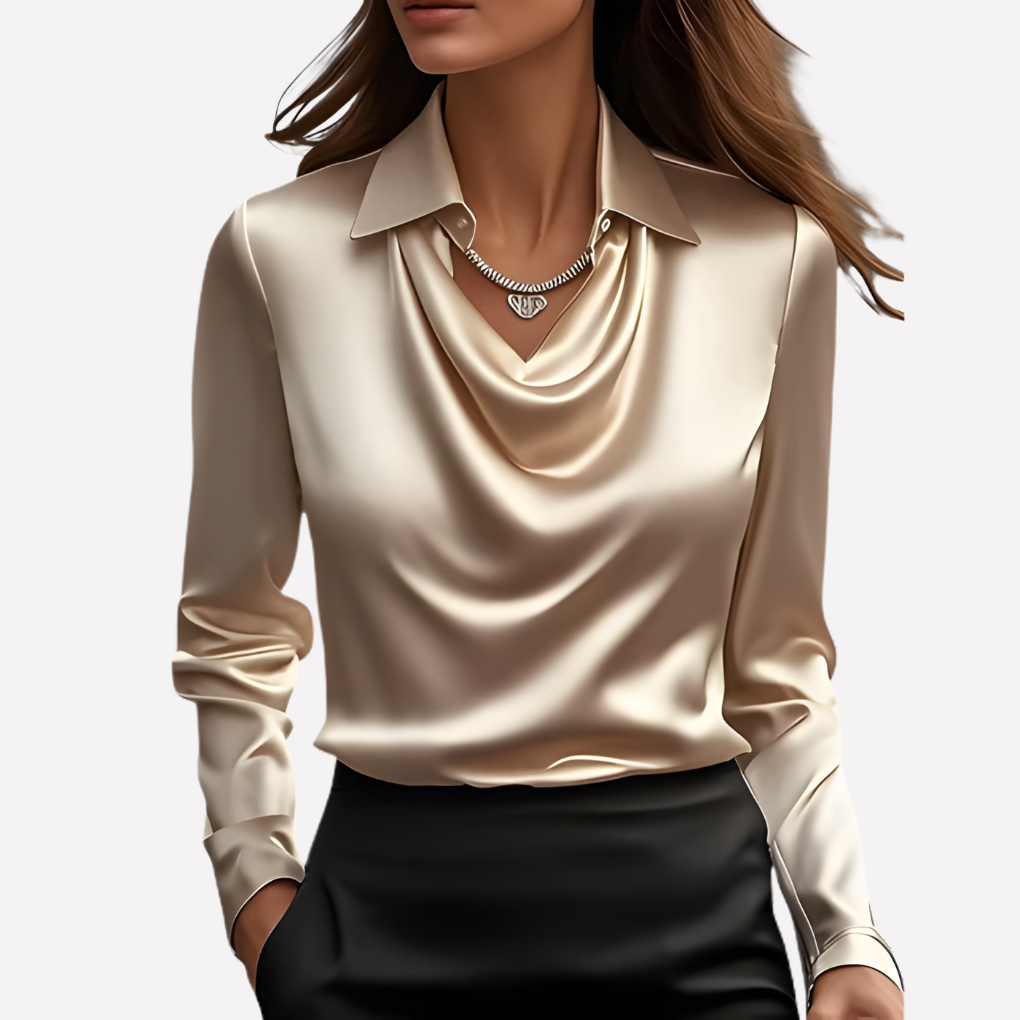 Olvoria | Women's Cowl Neck Long Sleeve Blouse