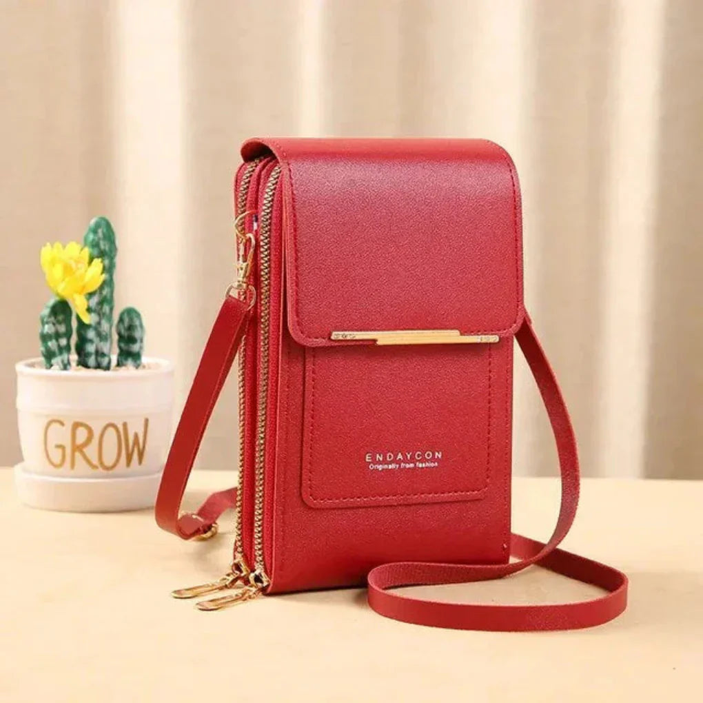 Olvoria | Women's Crossbody Phone Bag with Clear Touchscreen Pocket