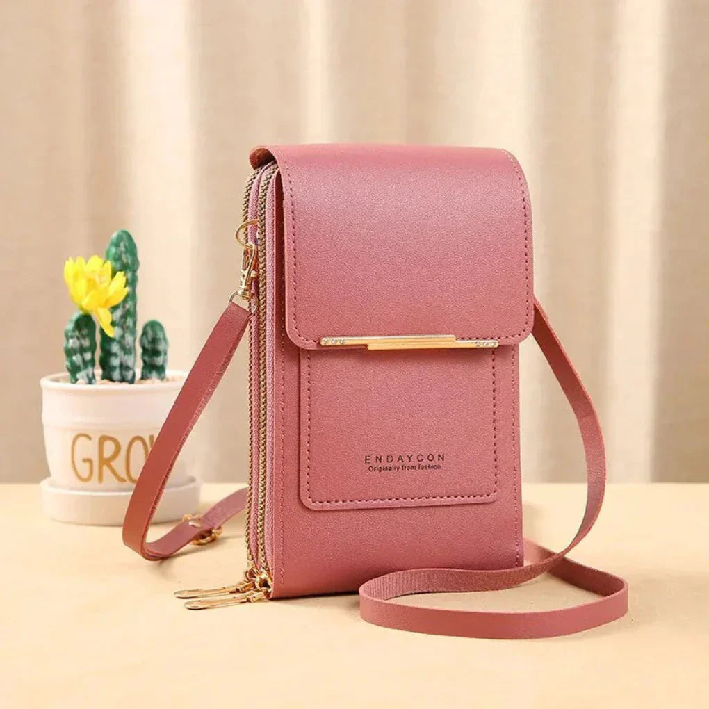 Olvoria | Women's Crossbody Phone Bag with Clear Touchscreen Pocket