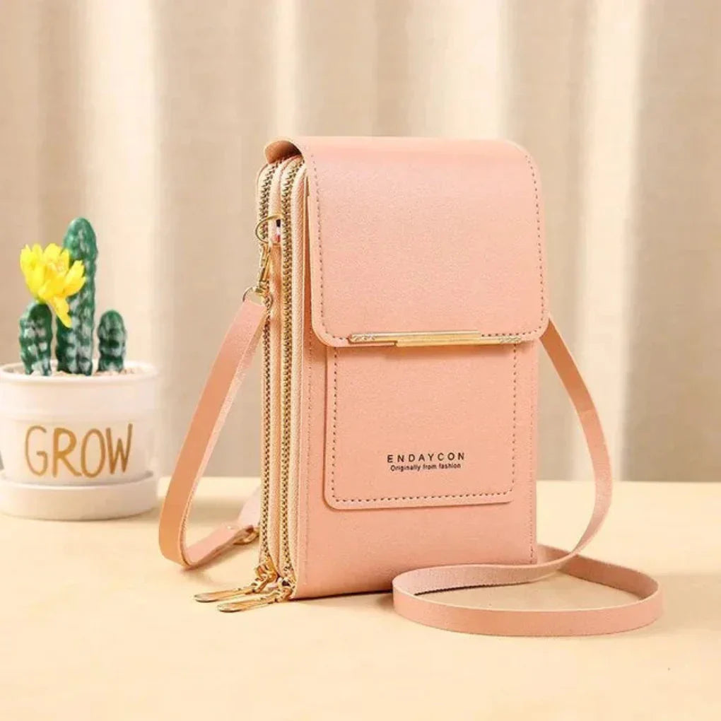 Olvoria | Women's Crossbody Phone Bag with Clear Touchscreen Pocket