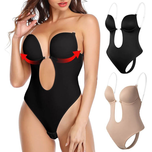 Olvoria | Women's Deep V Backless Bodysuit Shaper