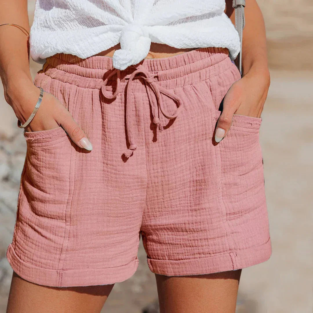 Olvoria | Women's Drawstring Waist Shorts with Pockets