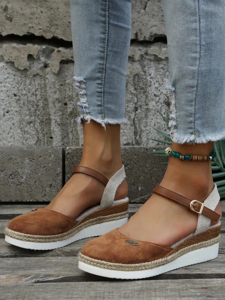 Olvoria | Women's Espadrille Wedge Sandals with Ankle Strap