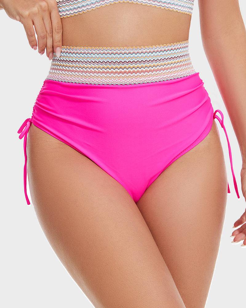 Olvoria | Women's High-Waisted Bikini with Chevron Trim