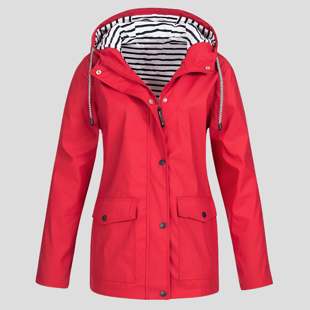 Olvoria | Women's Hooded Raincoat with Snap-Button Closure