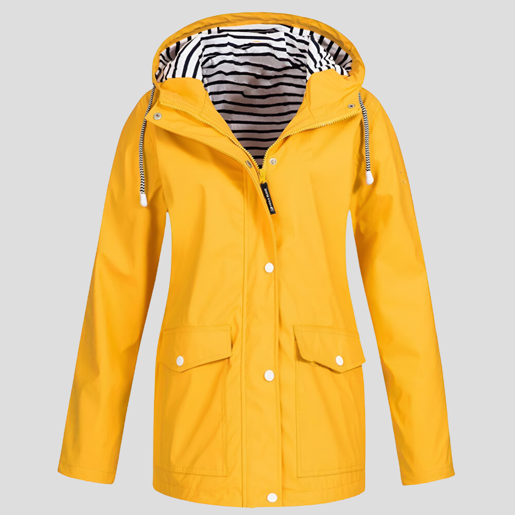 Olvoria | Women's Hooded Raincoat with Snap-Button Closure