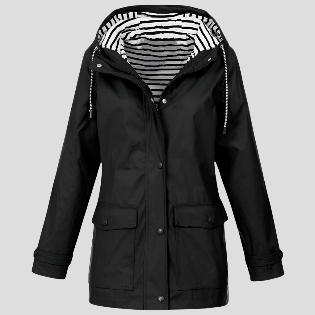 Olvoria | Women's Hooded Raincoat with Snap-Button Closure