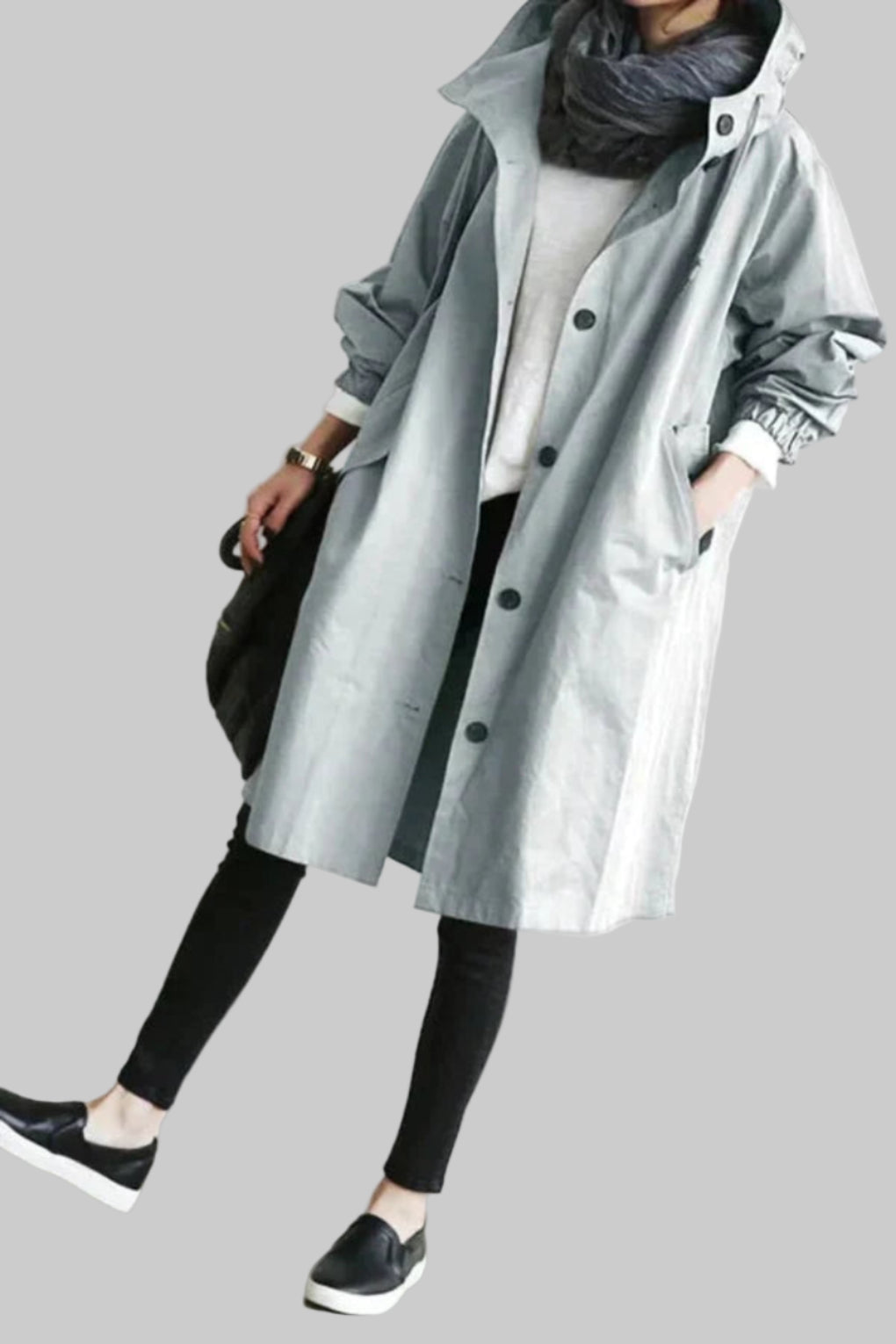 Olvoria | Women's Hooded Trench Coat - Relaxed Oversized Fit