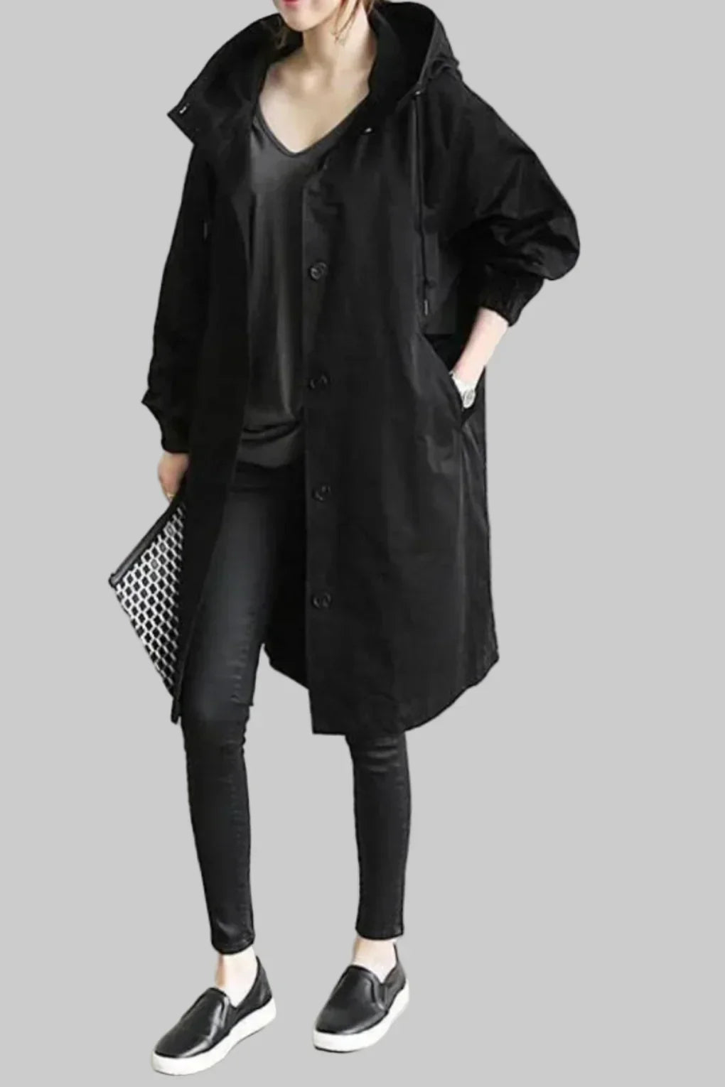 Olvoria | Women's Hooded Trench Coat - Relaxed Oversized Fit