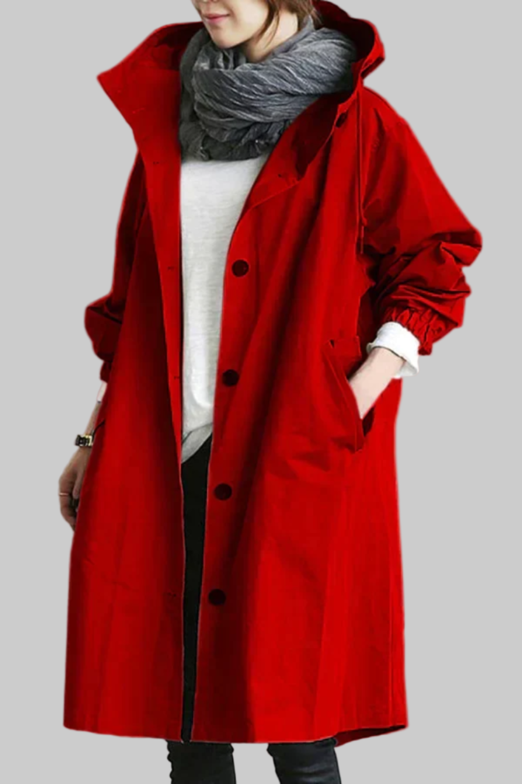 Olvoria | Women's Hooded Trench Coat - Relaxed Oversized Fit