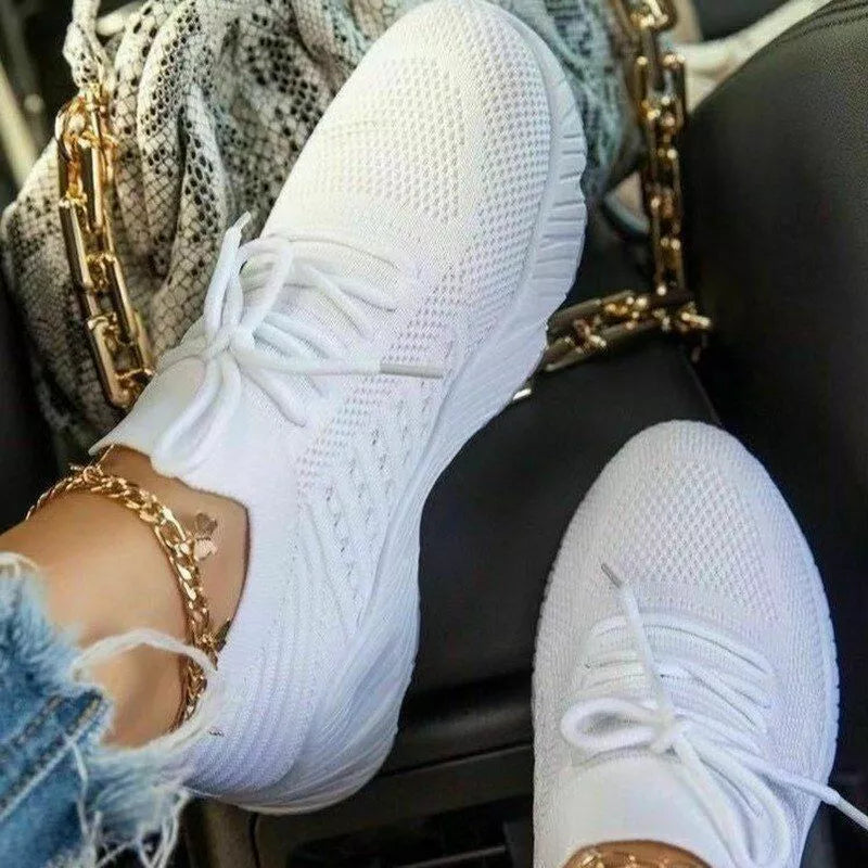 Olvoria | Women's Knit Orthopedic Sneakers with Lace-Up