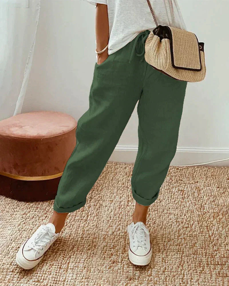 Olvoria | Women's Linen Drawstring Jogger Pants