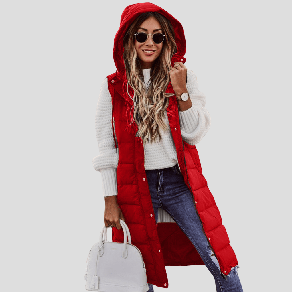 Olvoria | Women's Longline Hooded Puffer Vest