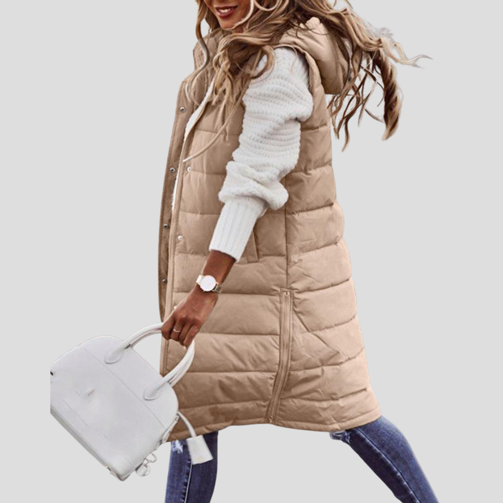 Olvoria | Women's Longline Hooded Puffer Vest