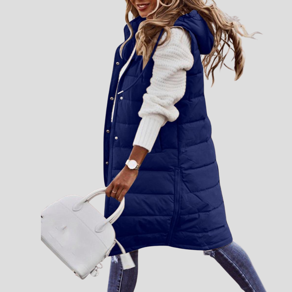 Olvoria | Women's Longline Hooded Puffer Vest