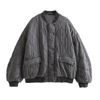 Olvoria - Chaqueta bomber gris holgada para mujer