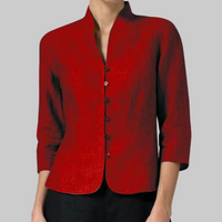 Olvoria | Blouse col mandarin pour femme avec fermeture boutonnée