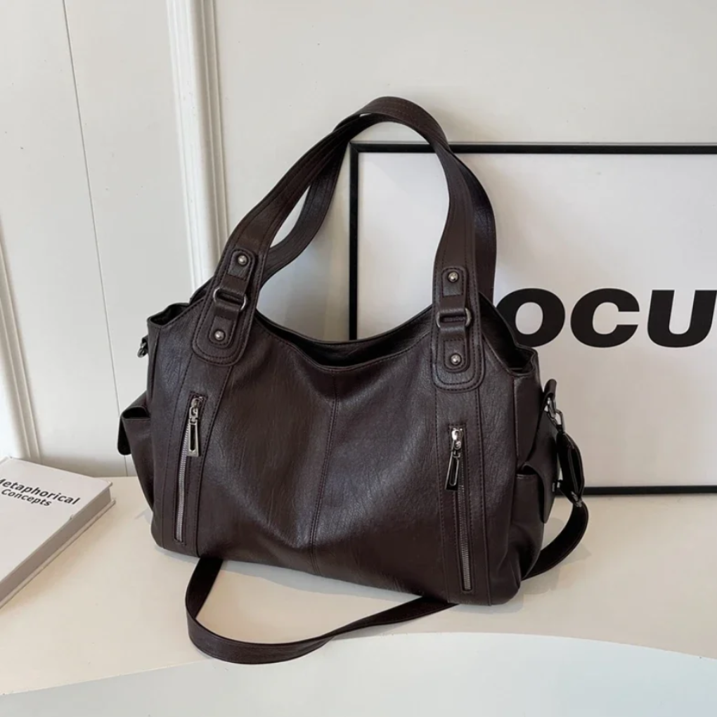 Olvoria | Women's Multi-Compartment Shoulder Bag with Zippers