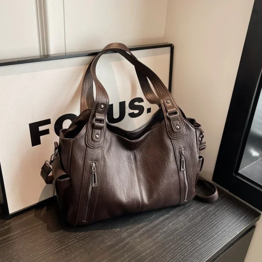 Olvoria | Women's Multi-Compartment Shoulder Bag with Zippers