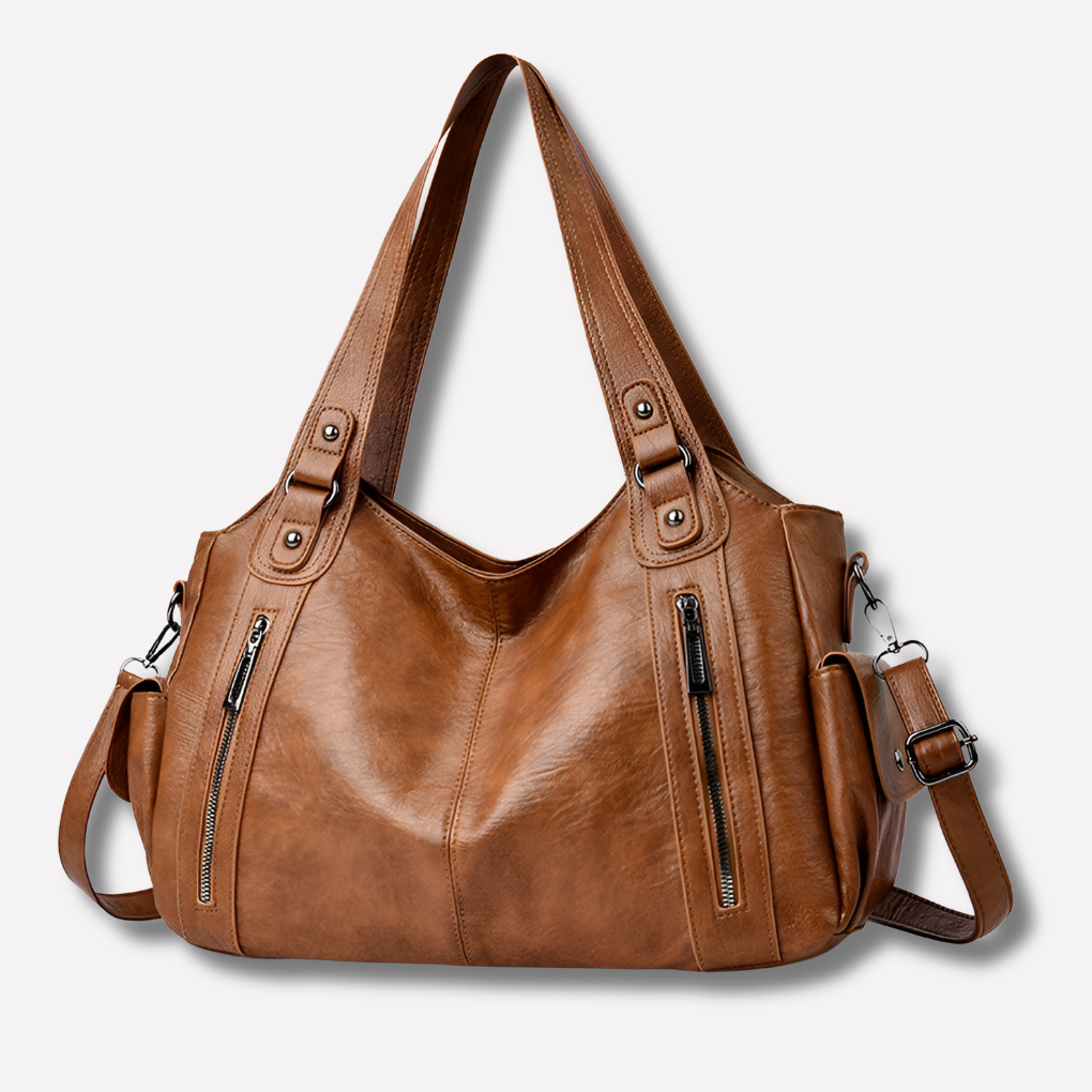 Olvoria | Women's Multi-Compartment Shoulder Bag with Zippers