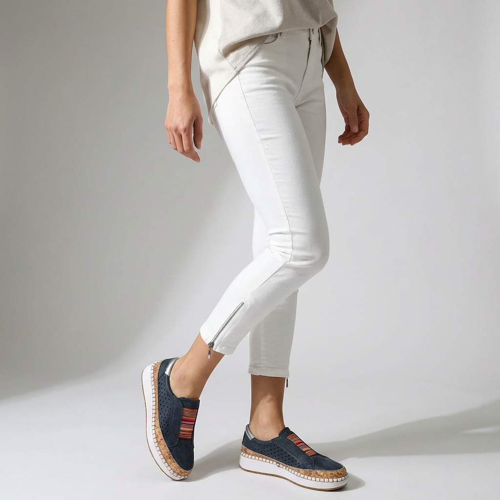 Olvoria | Women's Orthopedic Sneakers with Decorative Stripe