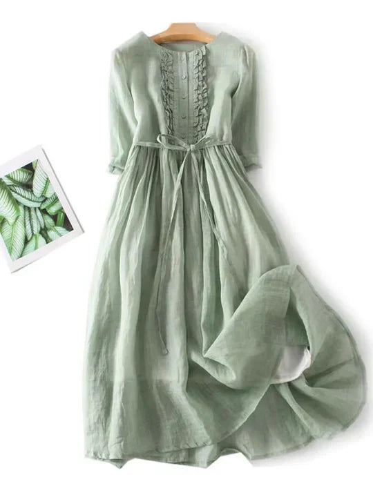 Olvoria | Women's Ruffle Front Midi Dress