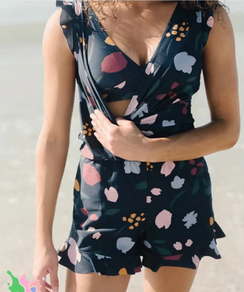 Olvoria | Women's Ruffled Romper - Floral Print